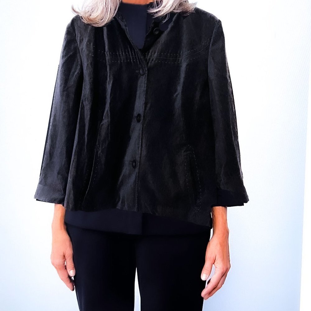 J.Jill Black Velvet button blazer/ Jacket Size Medium